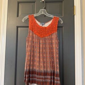 Vibrant Orange Patterned Blouse